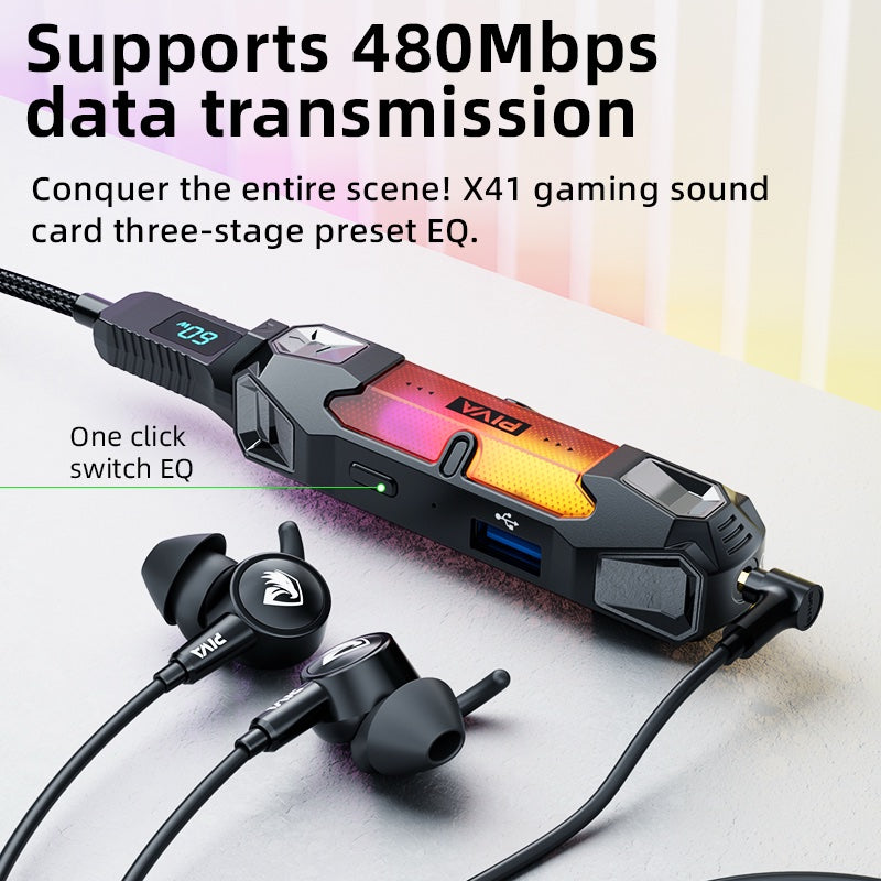 Piva X41 Dual Port USB-C Splitter DAC Sound Card for Gaming