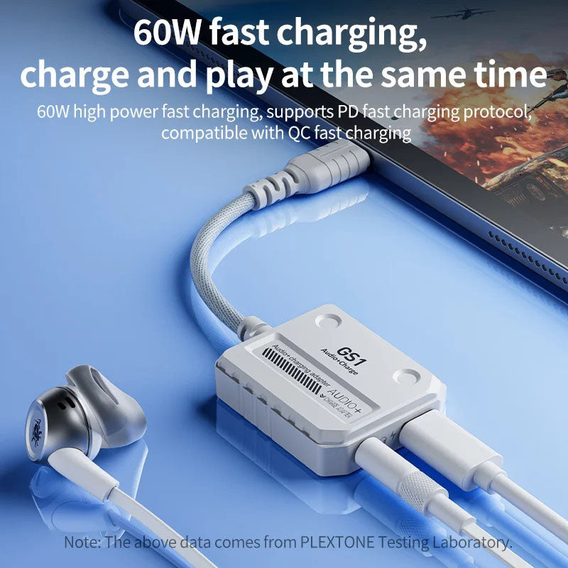 Plextone GS1 2-in-1 Type-C Gaming Adapter with 60W Fast Charging